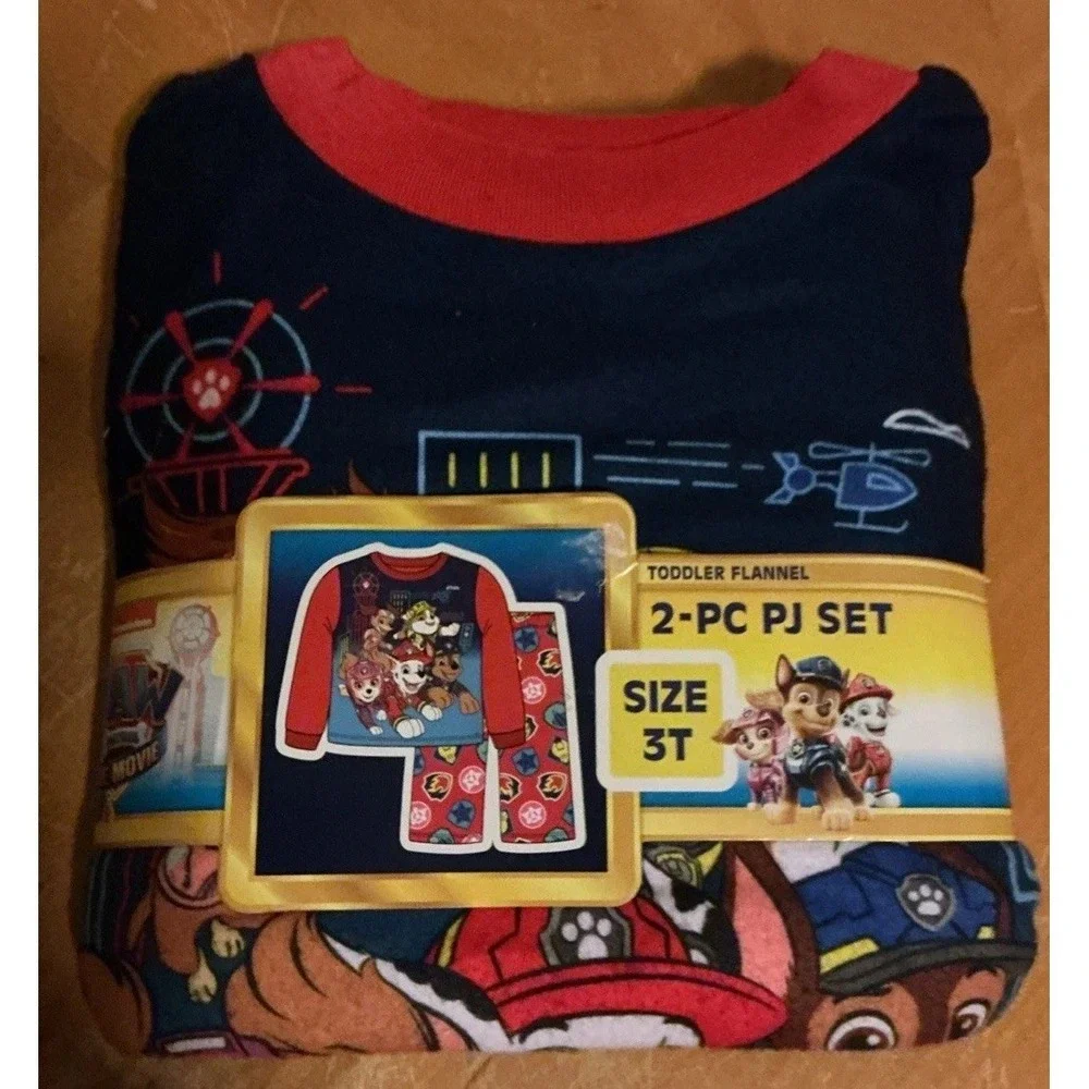 PAW Patrol Toddler Flannel 2 Piece PJ Set Size 3T Red, New